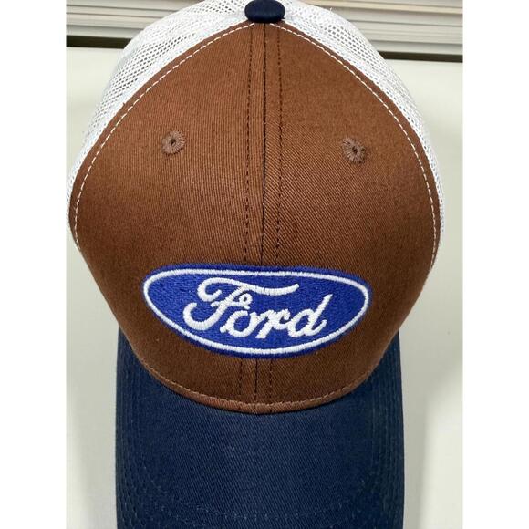 Officially Licensed Ford Brand Outdoor Brown/Blue Snapback Tucker Cap - Picture 6 of 10